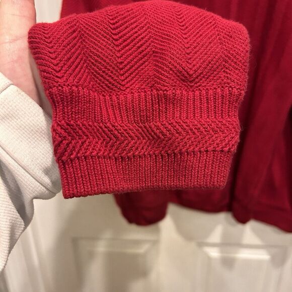 VINTAGE Ralph Lauren Chaps Sweater Mens XL Red Herringbone Hand Framed - Picture 4 of 8